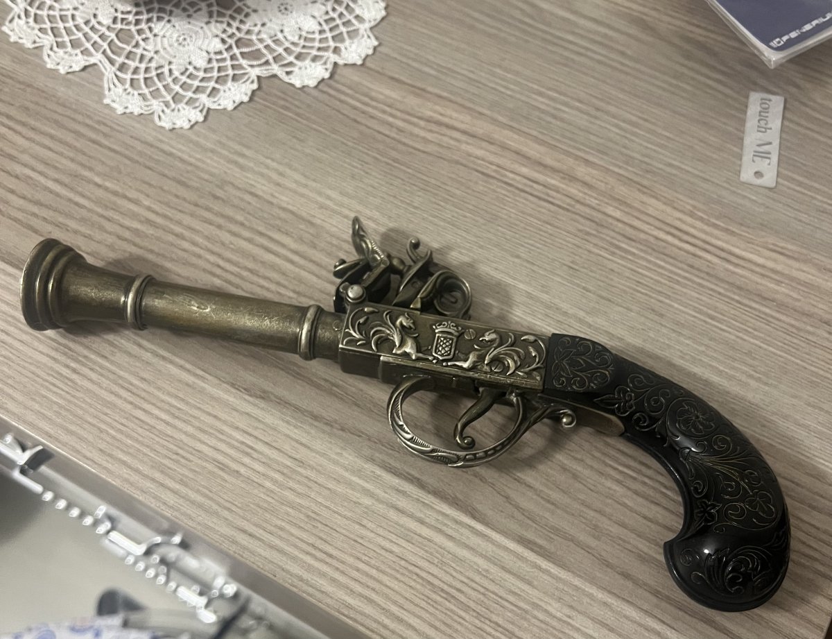 Osmanlı/Korsan tarzı dekoratif replika tabanca, metal döküm, ağır koleksiyonluk